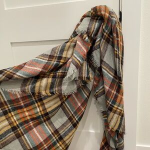 Plaid Fringe Blanket Scarf